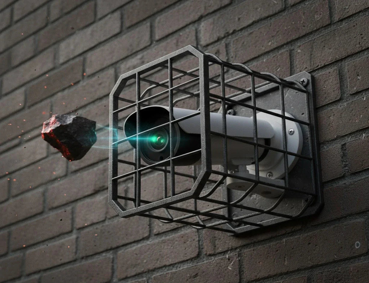 El escudo metálico: Por qué tu cámara de seguridad necesita una jaula y cómo elegirla bien.